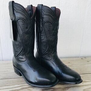 Montana San Angelo Womens Black Corded Leather Western Boots 8 W M2136